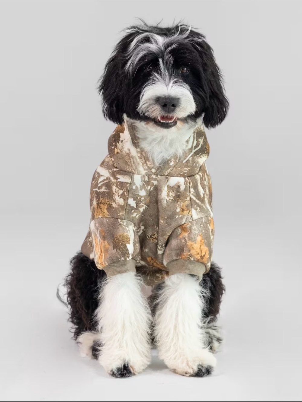 Comfort Camo Paw Dog Hoodie in White Oak Size L